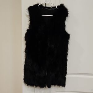 NWT Real Raccoon Fur Black Fur Long Vest